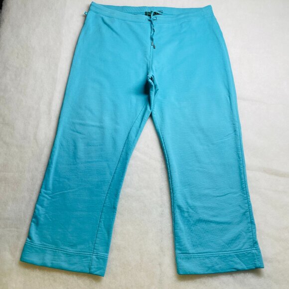 Lauren Ralph Lauren Womens Aqua Blue Drawstring Waist Comfy Capri Pants Size XL - Picture 1 of 11